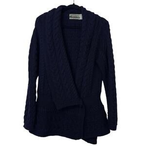Aran Crafts Ireland Single Button Shawl Collar Cardigan Size L 100% Merino Wool